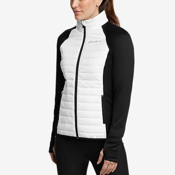 Eddie Bauer Jackets & Blazers - Eddie Bauer Jacket Emberlite Hybrid Zip Up Puffer White Black Womens Large